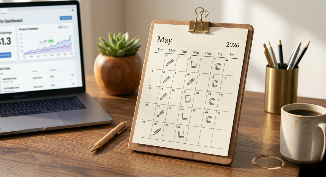 Calendar with marked content posting days