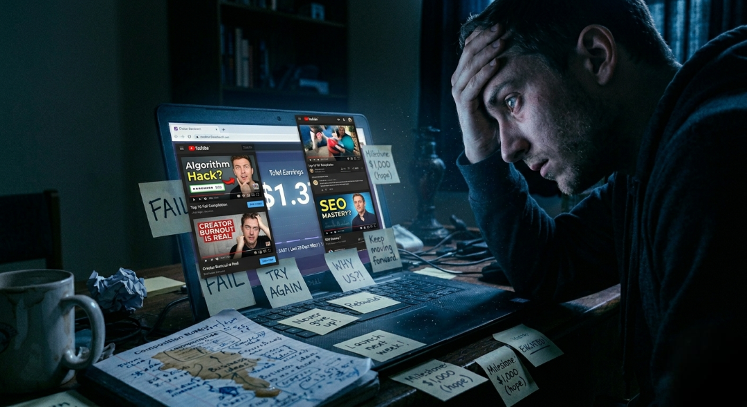 Person watching multiple YouTube videos at night